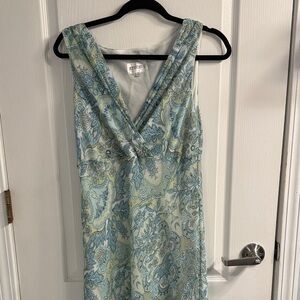 Studio One Light Blue & Cream Paisley V-Neck Maxi Dress